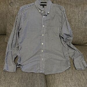 Banana Republic Navy and White Gingham Button-Down Shirt